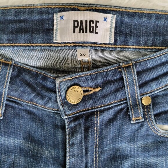 Paige Vertugo Ultra Skinny Blue Denim Distressed Jeans Made in USA - Size 26 - Picture 4 of 12